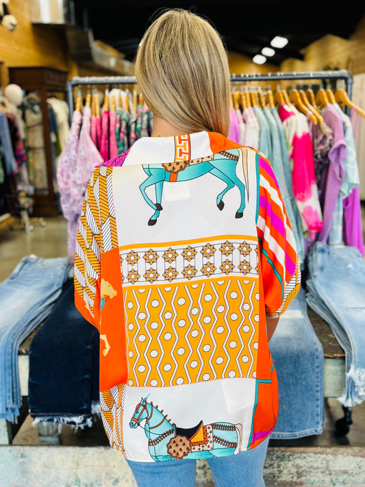 Saddle Up Silk Blouse