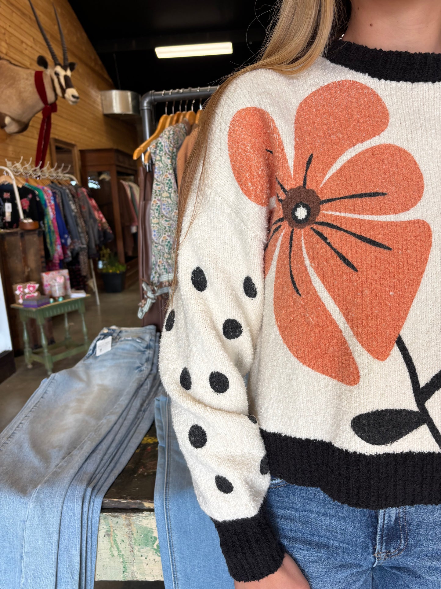 Floral & Polka Dot Sweater