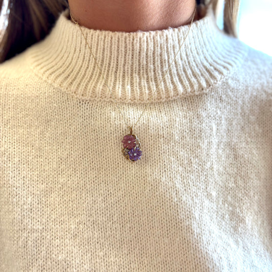 10K Diamond Flower Pendant & Chain