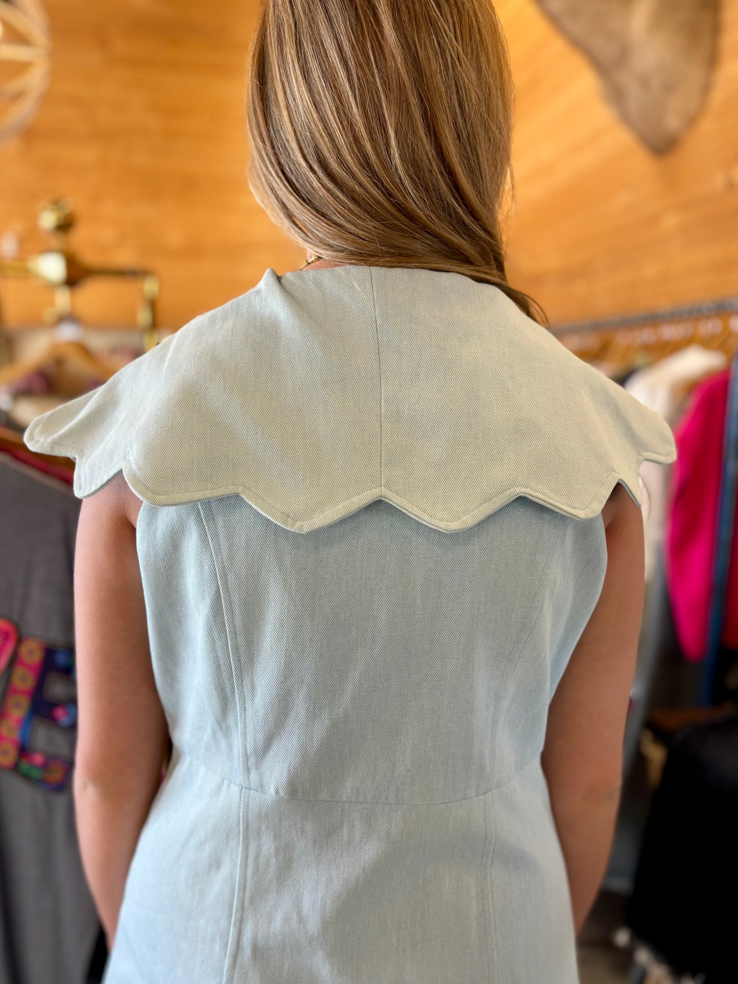Scallop Denim Dress
