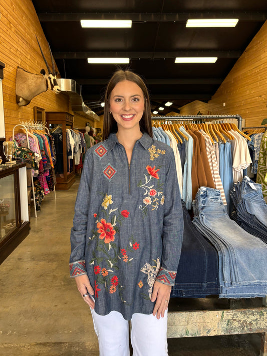 Helena Zip-up Denim Tunic