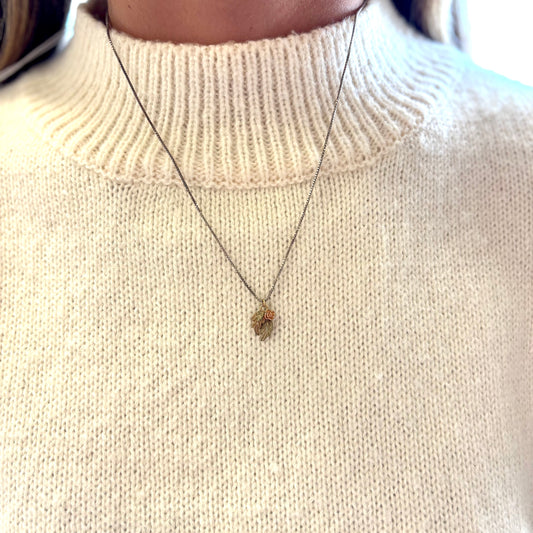 14K Leaf Pendant and Gold Filled Chain