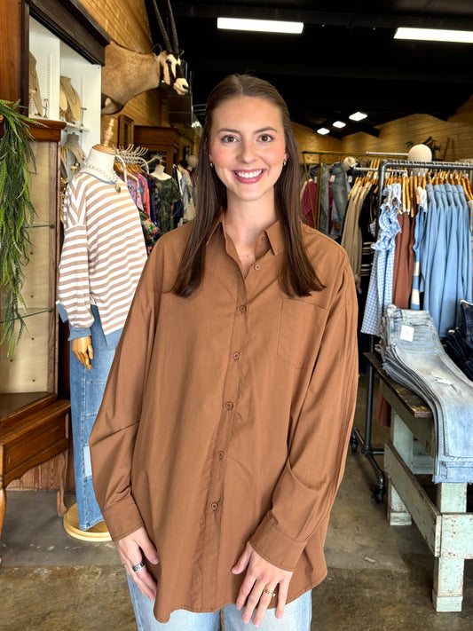 Chocolate Falling Button Up