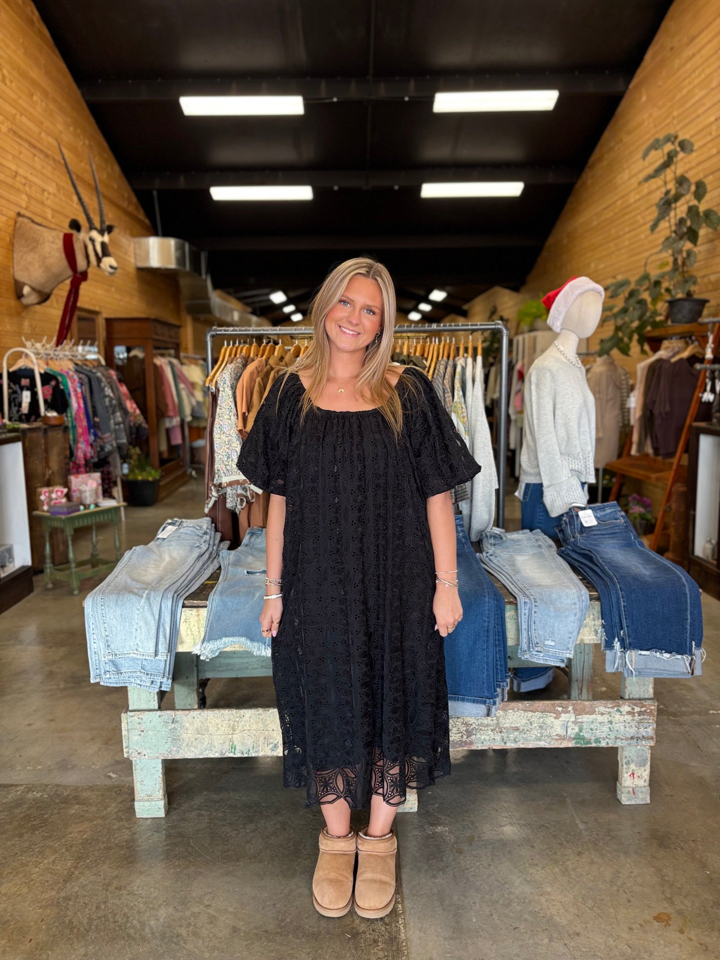 Midnight Lace Midi Dress