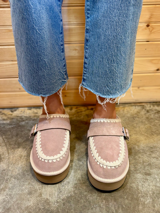 Single Strap Grey Suede Clog