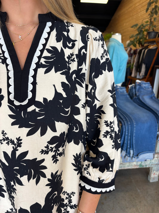 Classy Scallop Floral Dress