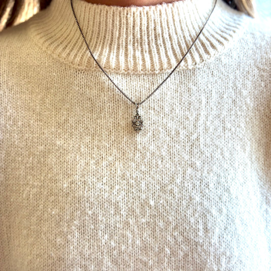 14K Diamond Pendant and Sterling Chain