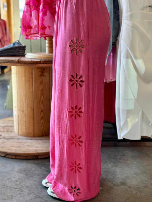 Pink Daisy Cutout Pant