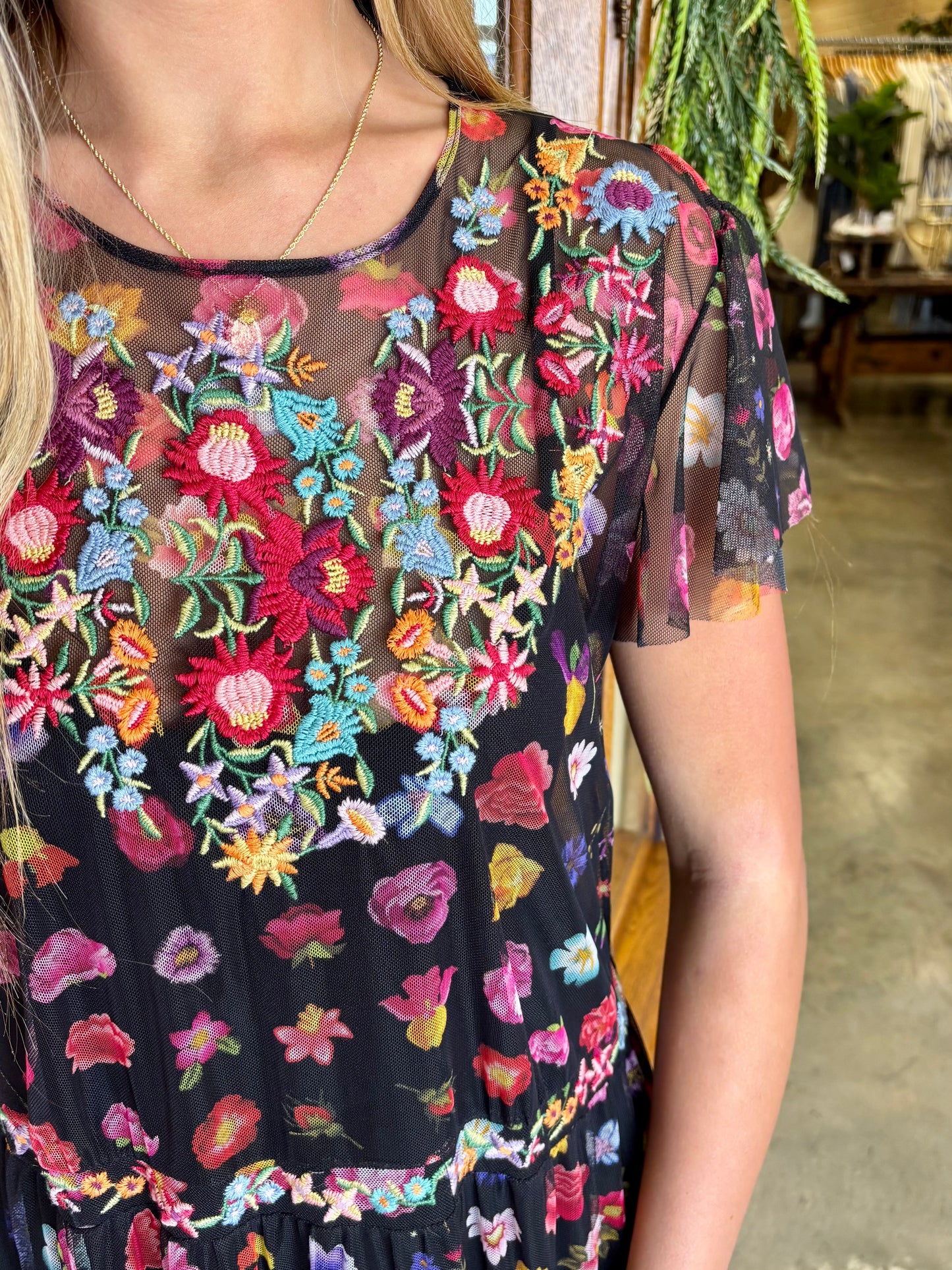 Rheia Tiered Mesh Dress