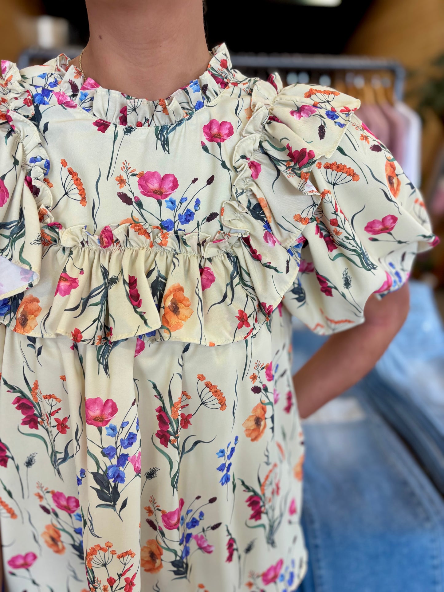 Cream Print Blouse