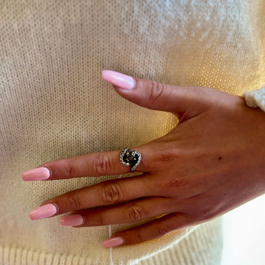 14K Gold White Sapphire Antique Dinner Ring