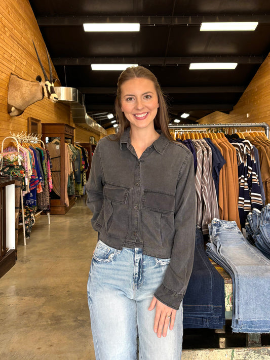 Shadow Cropped Button Up