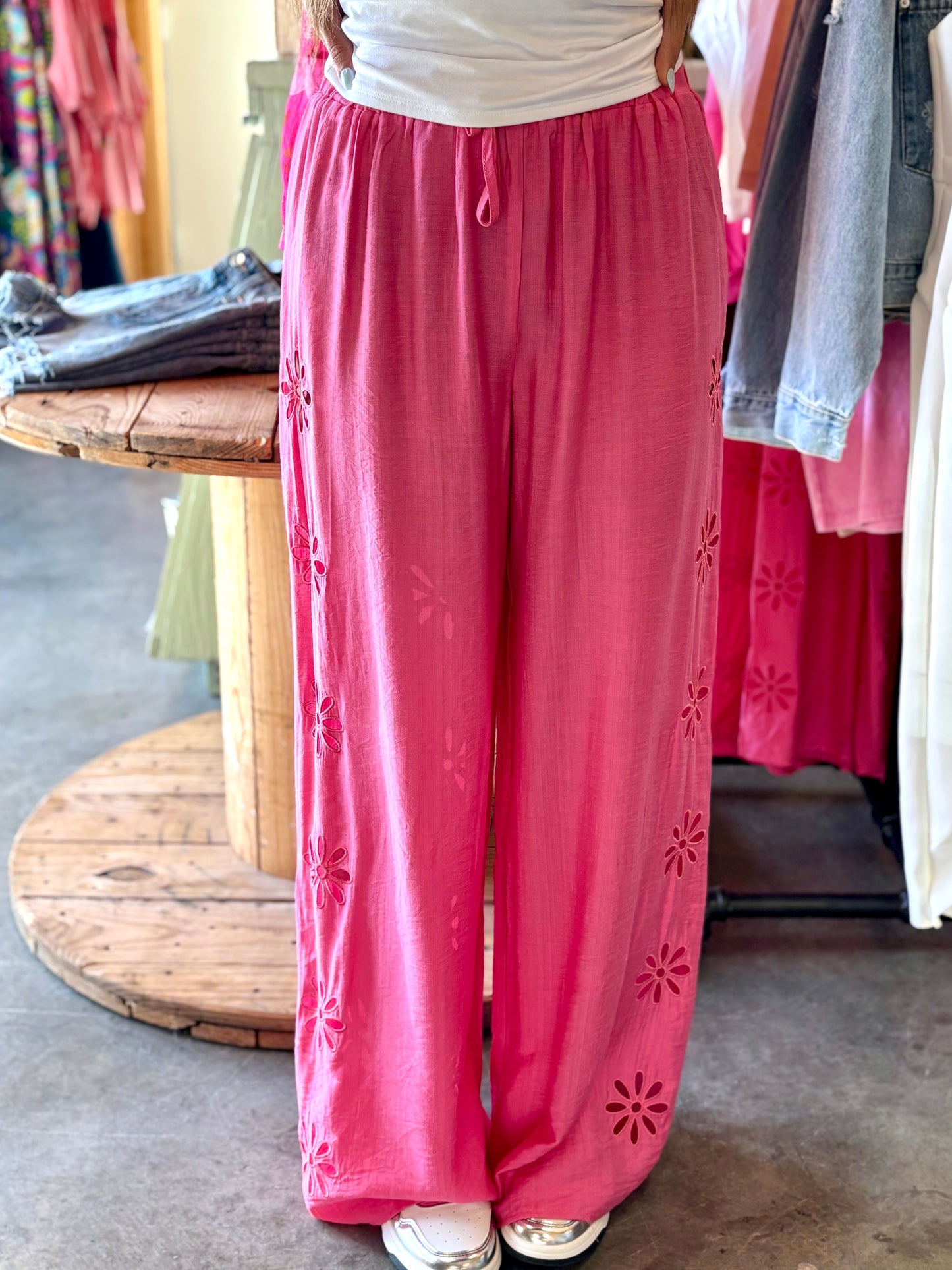 Pink Daisy Cutout Pant