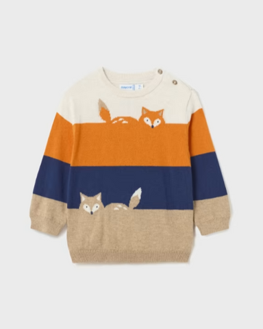 Striped Fox Knit Sweater