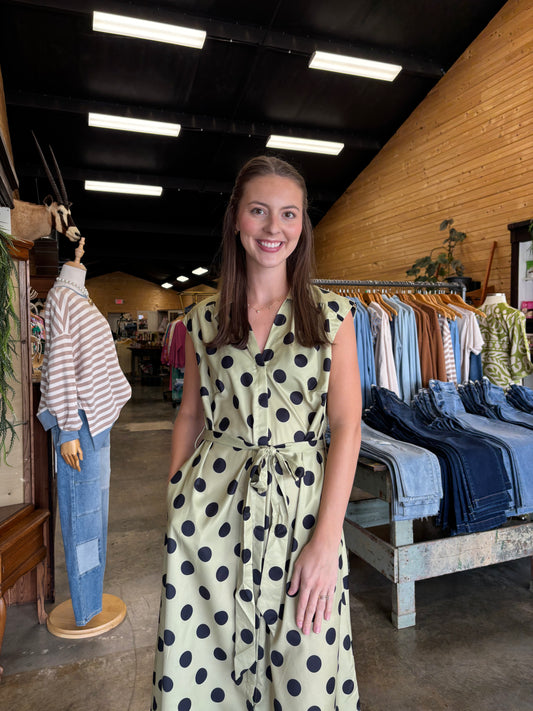 Dotty Sage Dress