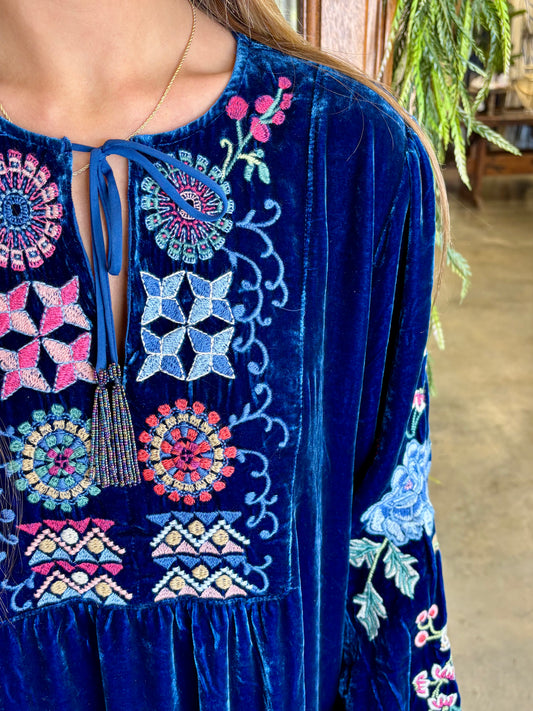 Nikkola Velvet Yoke Dress