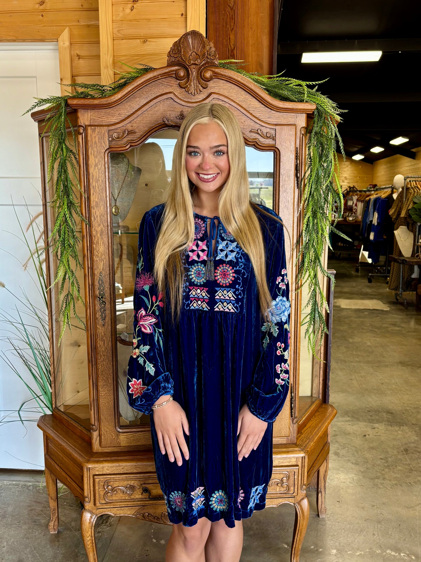 Nikkola Velvet Yoke Dress