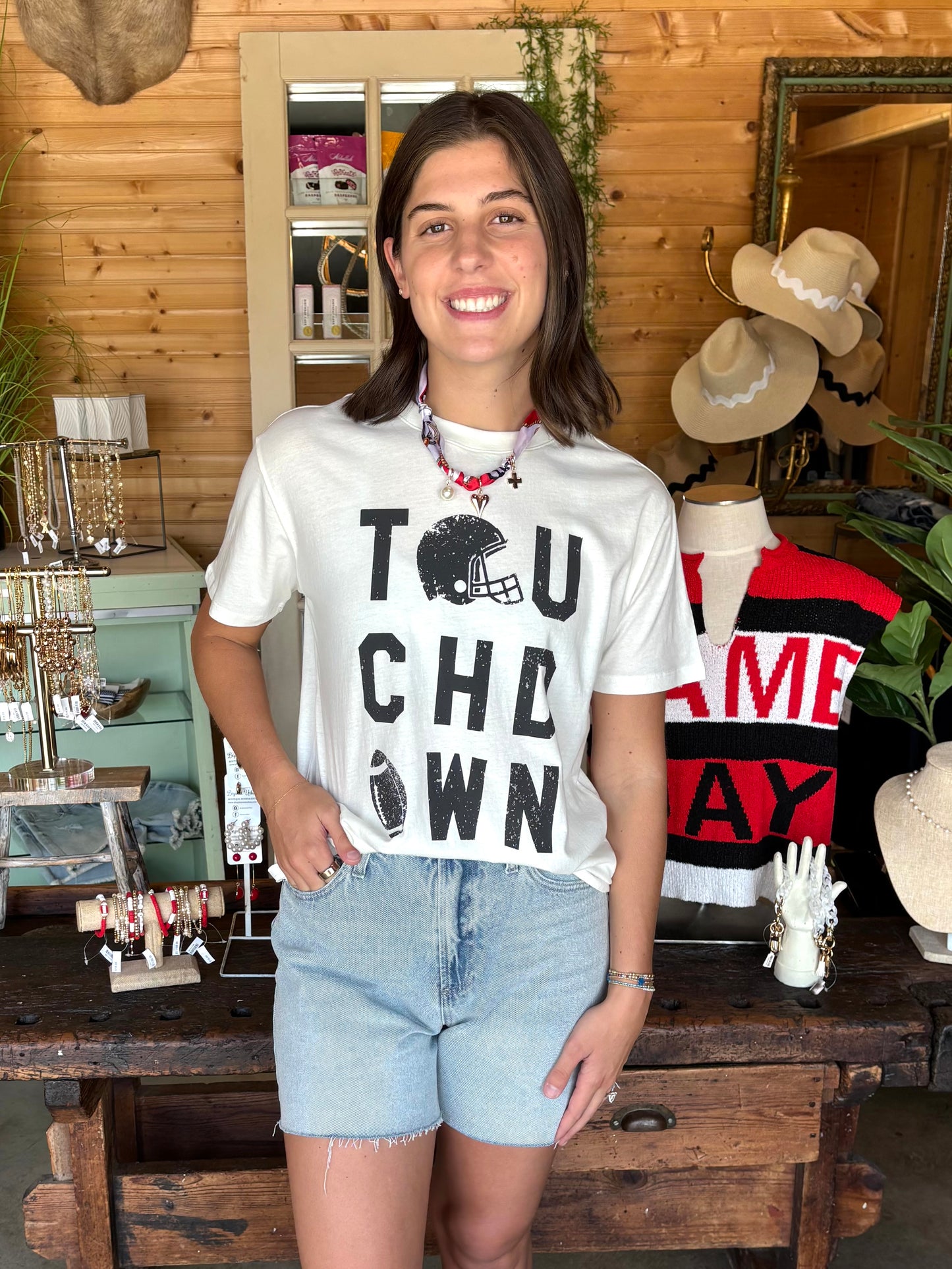White Touchdown Tee