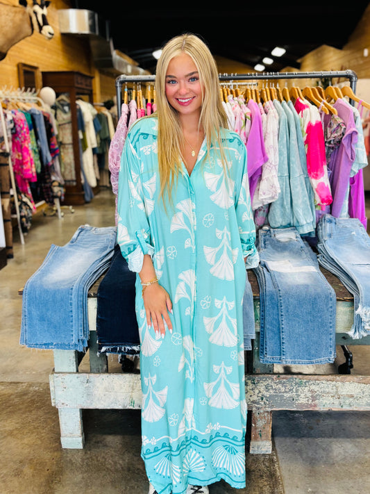 Mint Button Up Shirt Dress