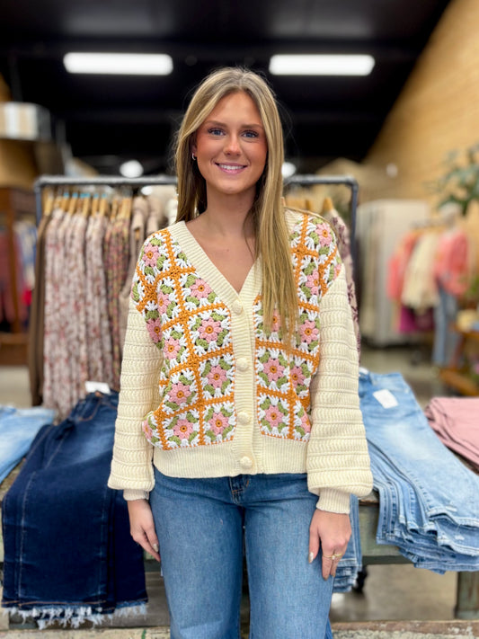 Crochet Floral Cardigan