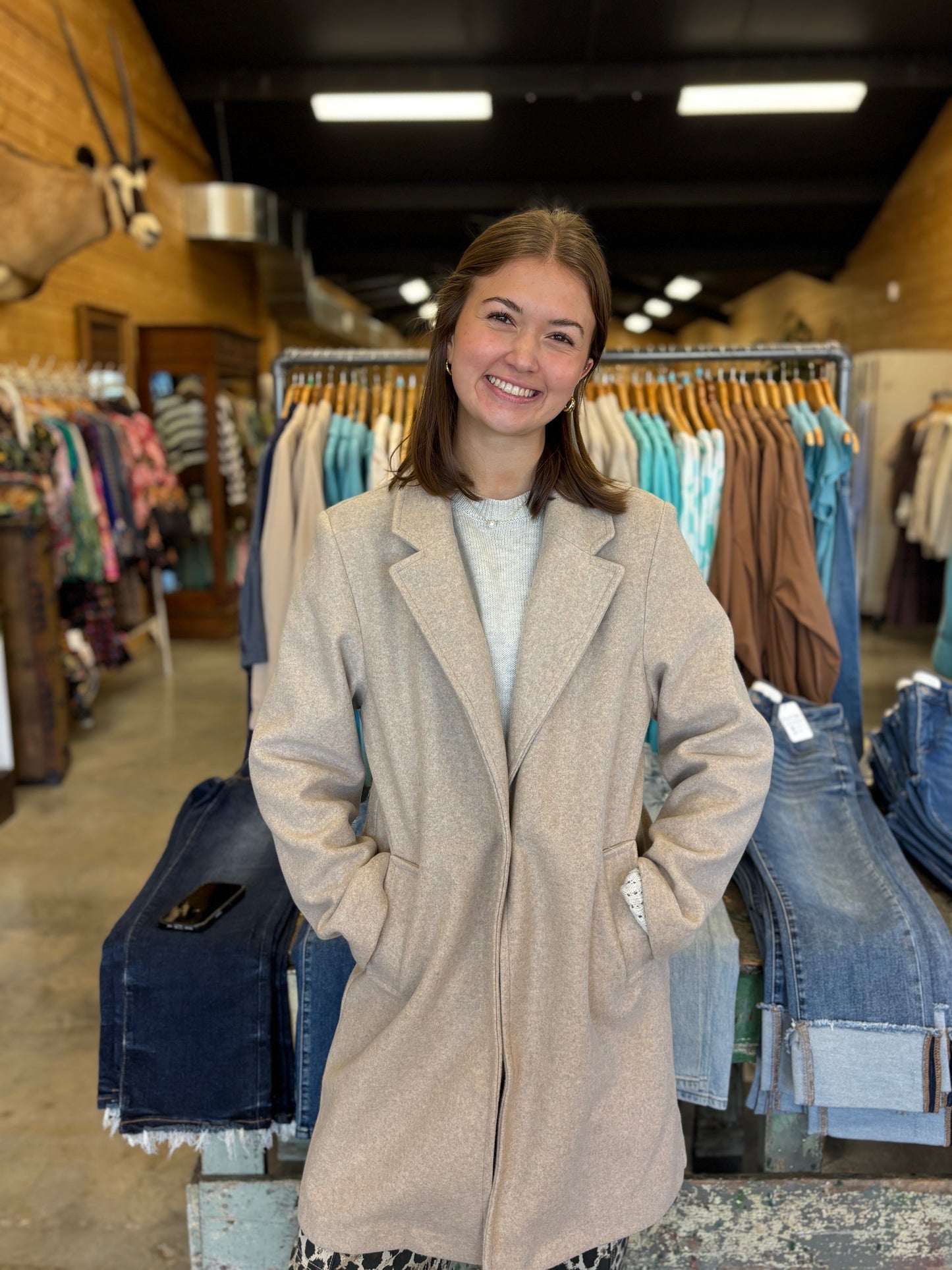 Oatmeal Long Sleeve Coat