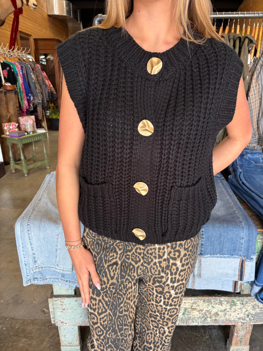 Black Knit Sweater Vest