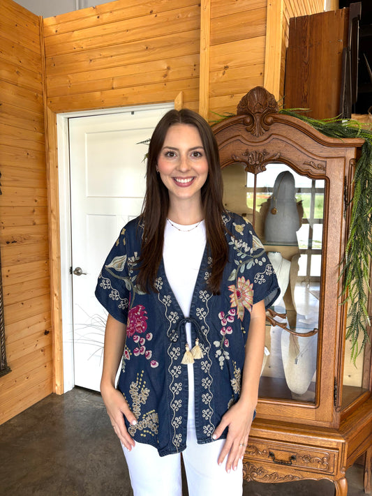Sarai Denim Poncho Kimono
