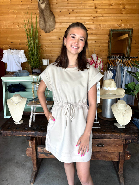 Cinched Toffee Dress