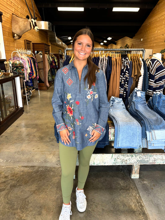 Helena Zip-up Denim Tunic