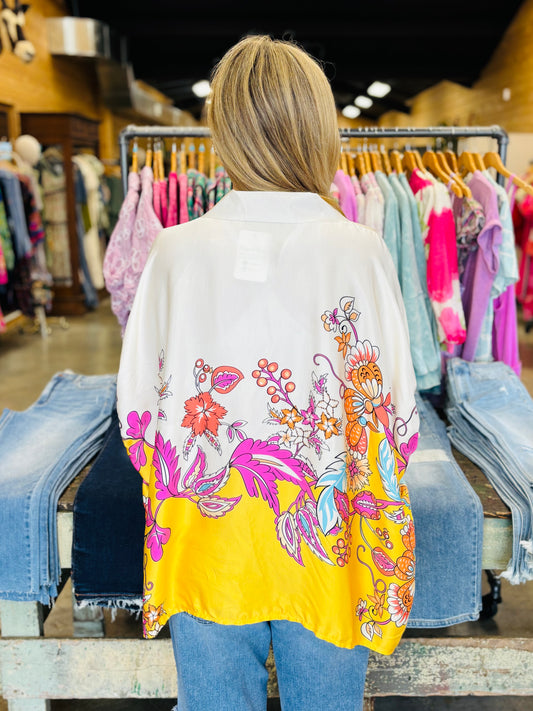 Sunny Floral Satin Blouse
