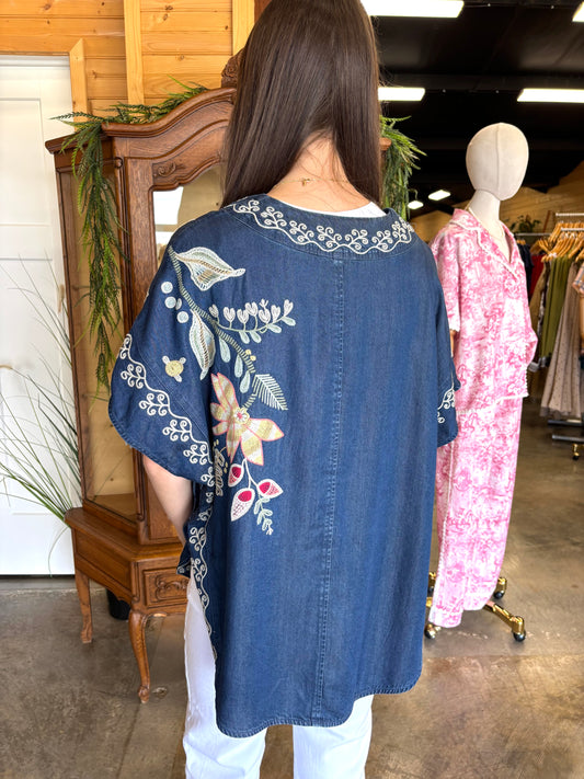Sarai Denim Poncho Kimono