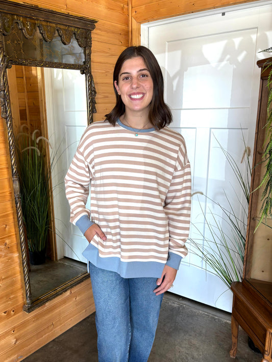 Blue Striped Sweatshirt