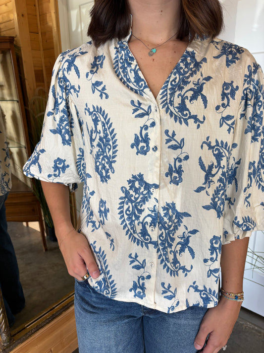 Santorini Bloom Blouse