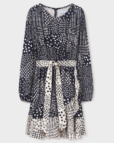 Black Multi-Printed Shelf Dress