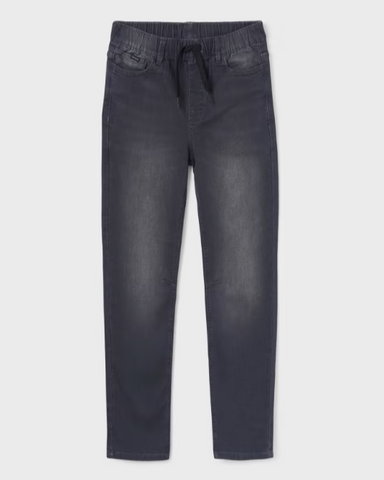 Soft Black Denim Jogger Pant